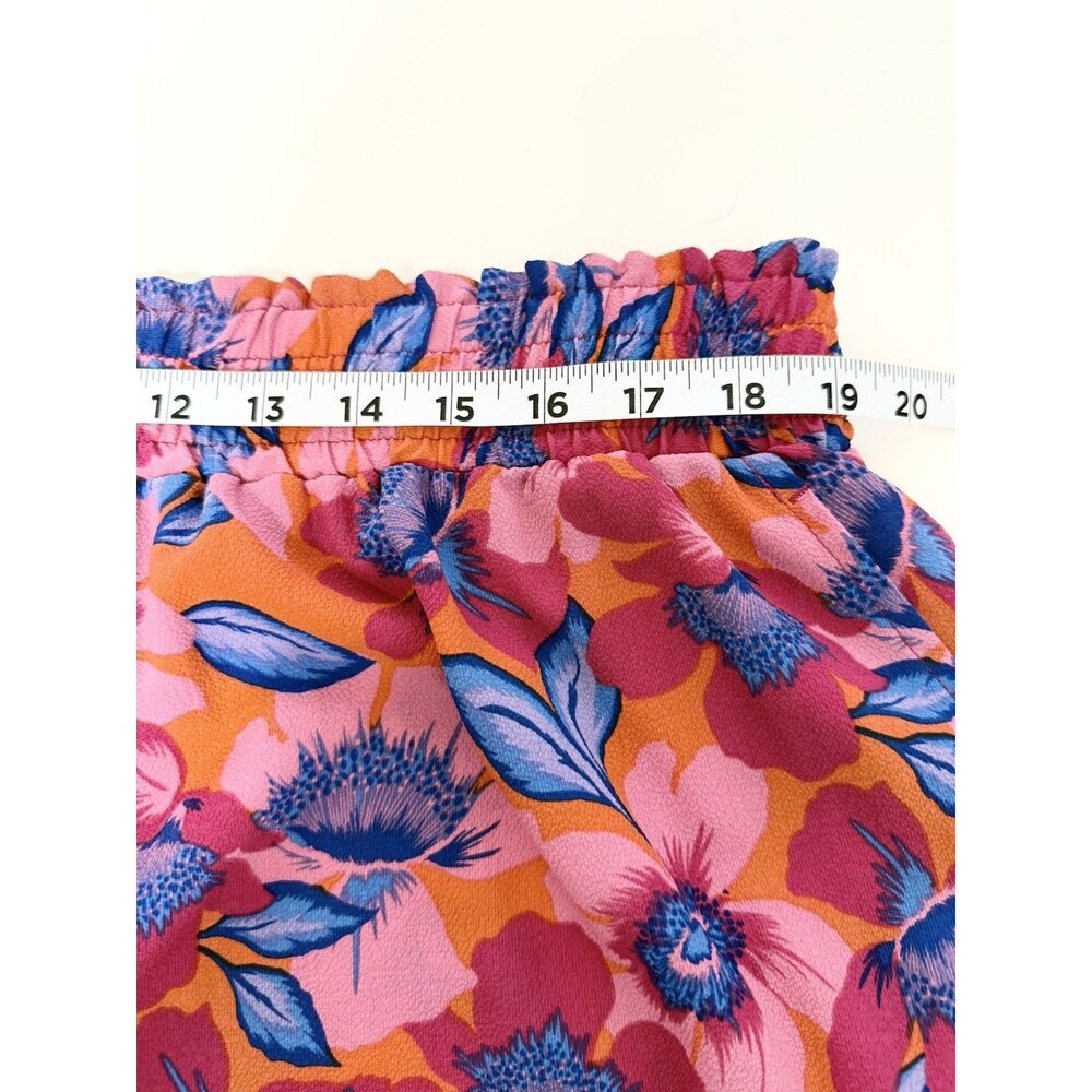 Rose + Olive Floral Wide Leg Cropped Pants Size 2X Pull On Pink Orange Blue - Picture 9 of 12